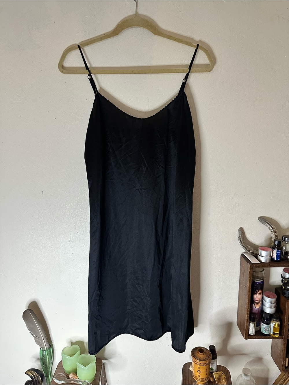 Vintage 1980s Vanity Fair Black Nylon Full Slip Dress Style 10 717 Size 34